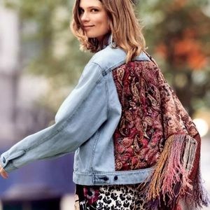 Free People Paisley Quilted Denim Jacket